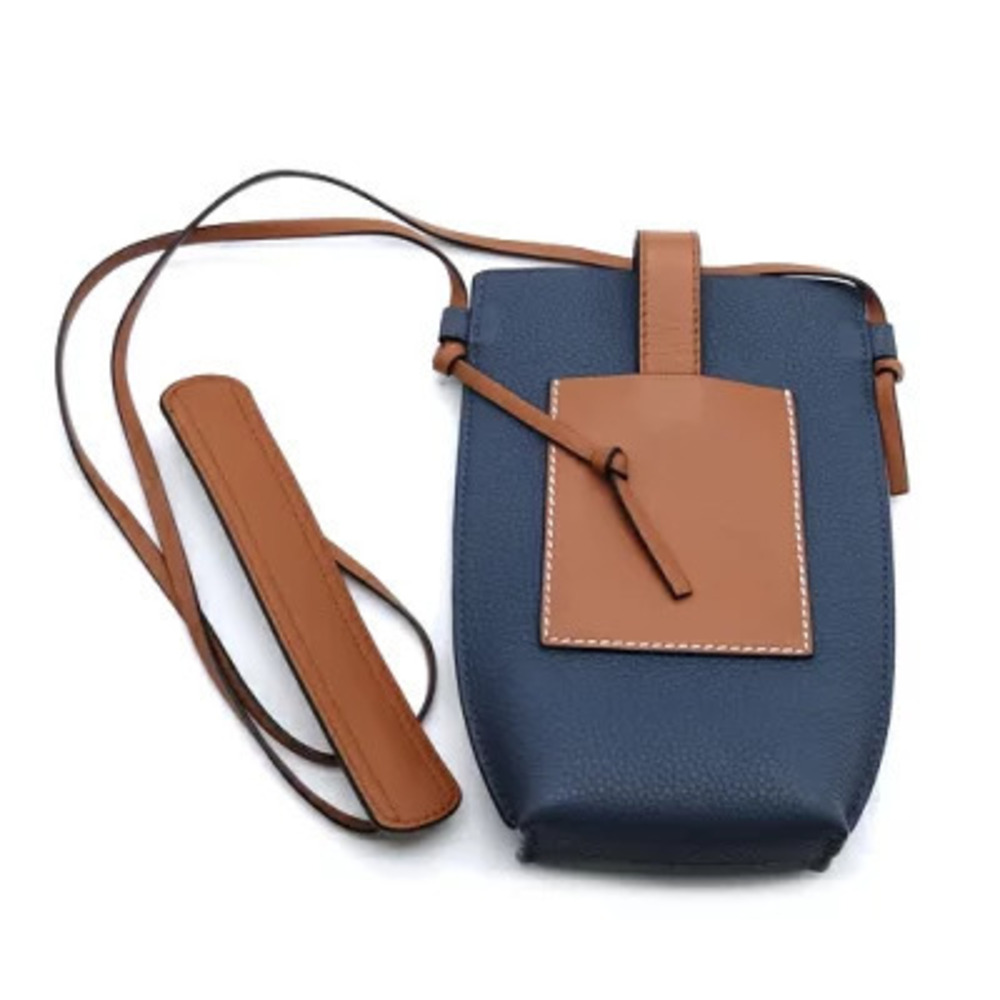 Loewe Gate Pocket Phone Case Leather Shoulder Bag Blanc White Blue